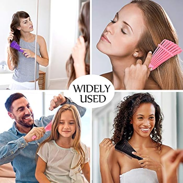 A.DASHER Detangling Brush for Afro American/African 3a to 4c , Wavy/Curly/Coily Hair - Women's Scalp Massaging Comb for Wet/Dry/Oily/Thick/Long Textured Hair, Knot Detangler (2 pcs, Purple-Pink) - Image 4
